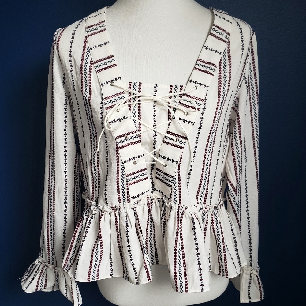 Chloe Oliver Anthropologie Dotted and Striped Top - Picture 2 of 6